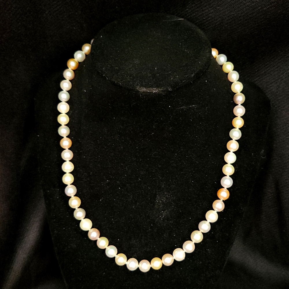 Bua Bay Pastel Color Pearl Necklace with 14k filled gold clasp